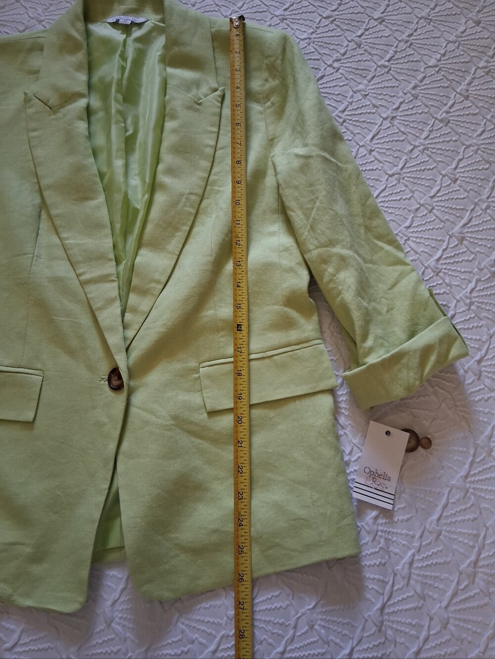 Ophelia Roe Womens Light Green Single-Button Linen Blend Blazer - Picture 9 of 16